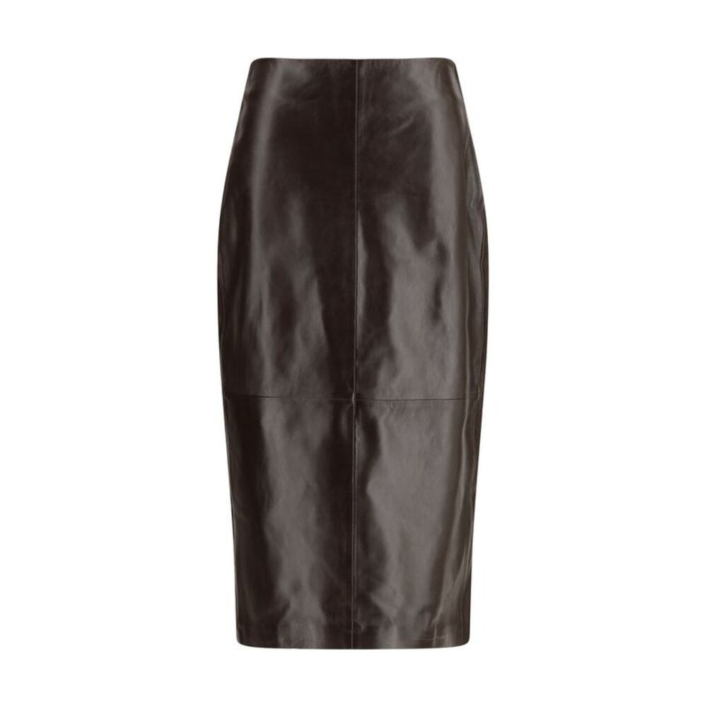 Arma Brown Leather Long Women's Skirt